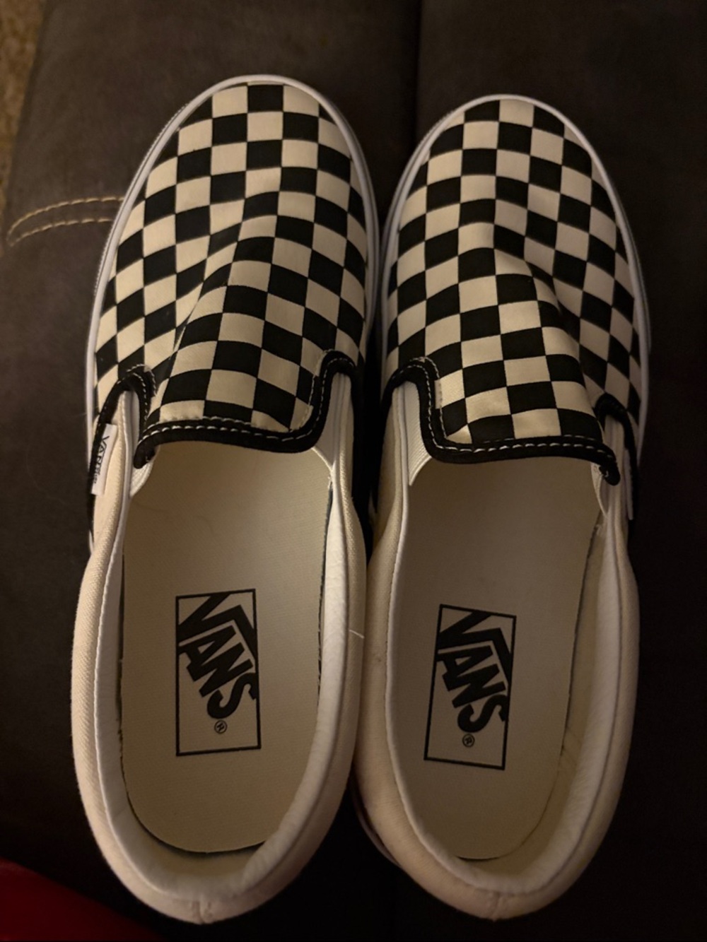 Vans Slip-On Checkerboard Canvas Sneakers - Black & White